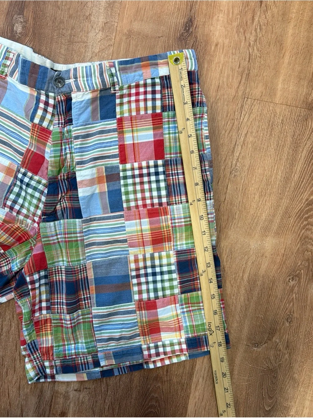 J. Crew Mens 36 Patchwork Indian Madras Plaid Shorts 8” Chino Casual Preppy